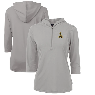 Women's Cutter & Buck Gray Northern Arizona Lumberjacks Vault Virtue Eco Pique Recycled Half-Zip Pullover Hoodie