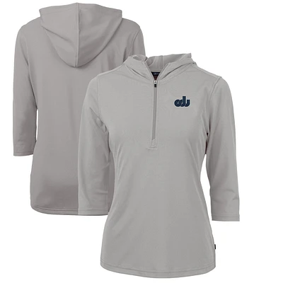 Women's Cutter & Buck Gray Old Dominion Monarchs Vault Virtue Eco Pique Recycled Half-Zip Pullover Hoodie