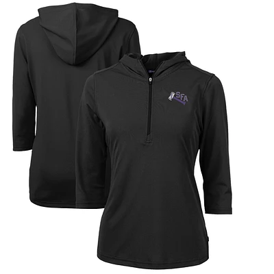 Women's Cutter & Buck Black Stephen F Austin Lumberjacks Vault Virtue Eco Pique Recycled Half-Zip Pullover Hoodie