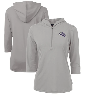 Women's Cutter & Buck Gray Stephen F Austin Lumberjacks Vault Virtue Eco Pique Recycled Half-Zip Pullover Hoodie