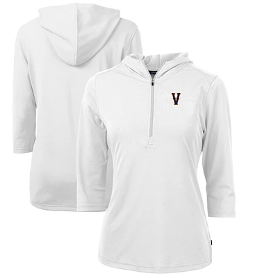 Women's Cutter & Buck White Virginia Cavaliers Vintage Vault Virtue Eco Pique Recycled Half-Zip Pullover Hoodie