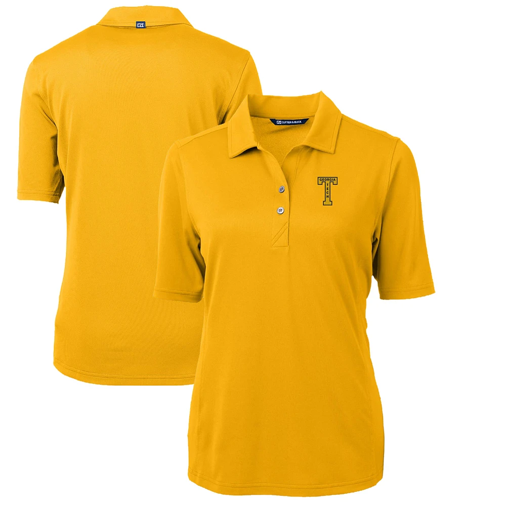 Women's Cutter & Buck Gold Georgia Tech Yellow Jackets Team Virtue Eco Pique Recycled Polo