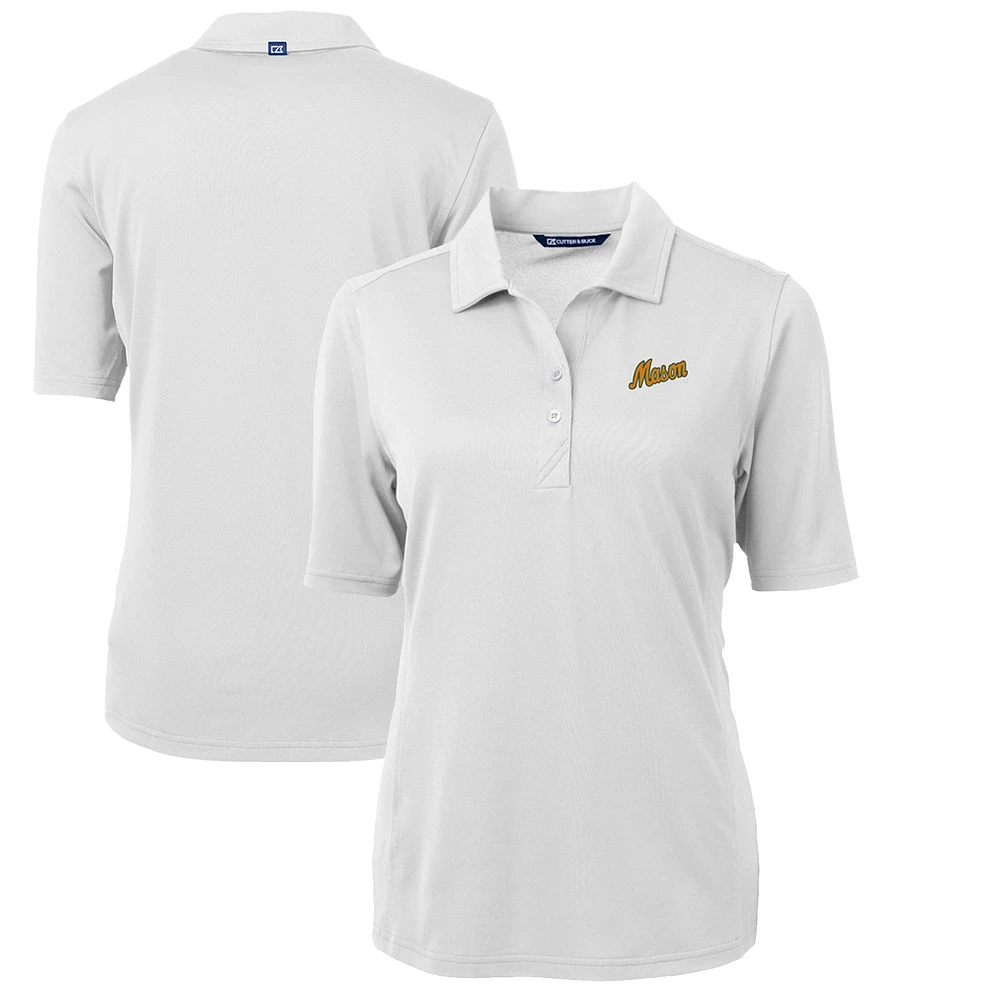 Women's Cutter & Buck White George Mason Patriots Team Virtue Eco Pique Recycled Polo