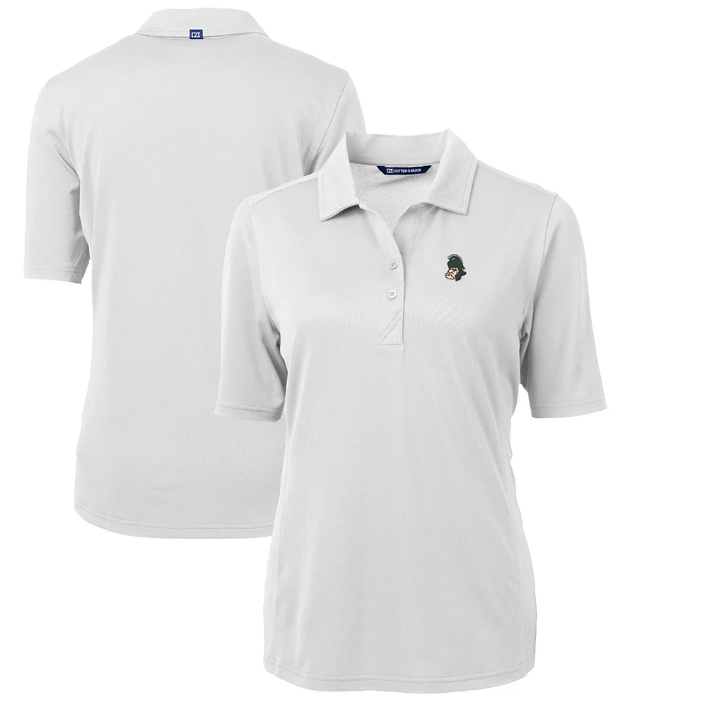 Women's Cutter & Buck White Michigan State Spartans Team Virtue Eco Pique Recycled Polo