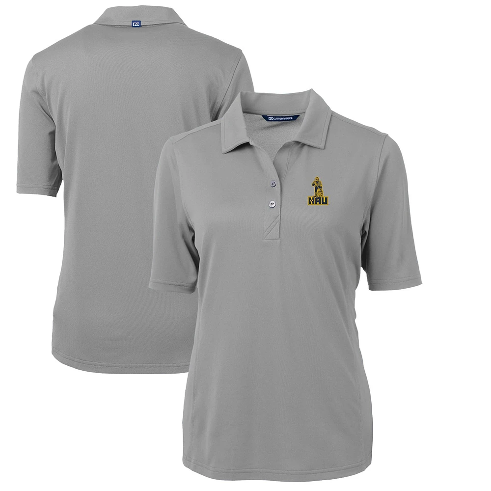 Women's Cutter & Buck Gray Northern Arizona Lumberjacks Team Virtue Eco Pique Recycled Polo
