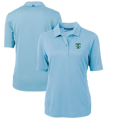 Women's Cutter & Buck Light Blue Tulane Green Wave Team Virtue Eco Pique Recycled Polo