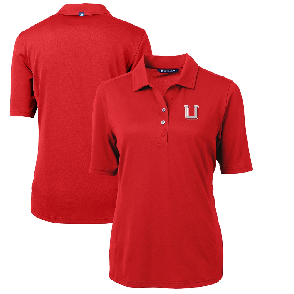Women's Cutter & Buck Red Utah Utes Team Virtue Eco Pique Recycled Polo