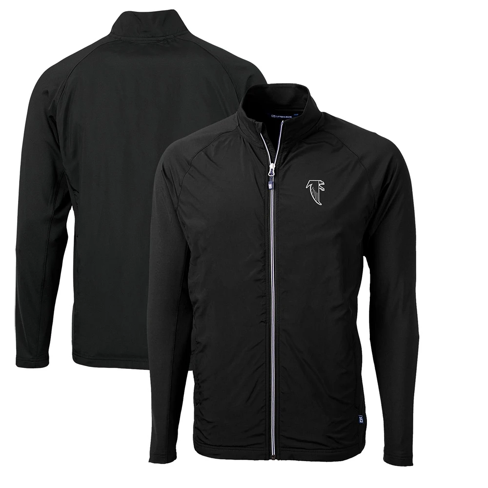 Men's Cutter & Buck Black Atlanta Falcons Adapt Eco Knit Hybrid Recycled Big Tall Full-Zip Throwback Jacket