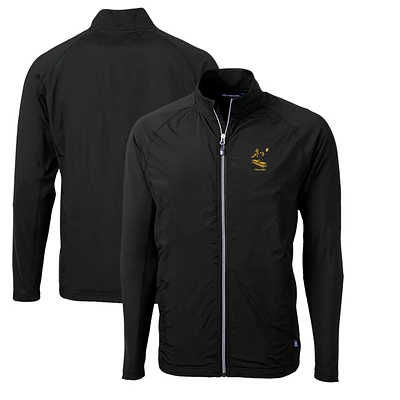 Men's Cutter & Buck Black Pittsburgh Steelers Adapt Eco Knit Hybrid Recycled Big & Tall Full-Zip Throwback Jacket