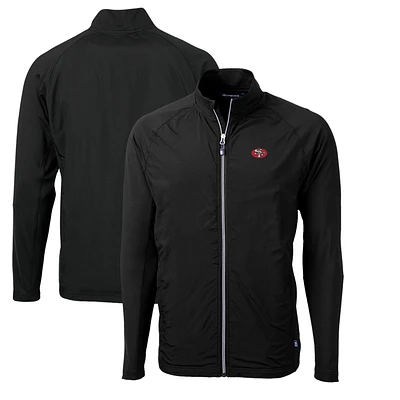 Men's Cutter & Buck Black San Francisco 49ers Adapt Eco Knit Hybrid Recycled Big & Tall Full-Zip Throwback Jacket