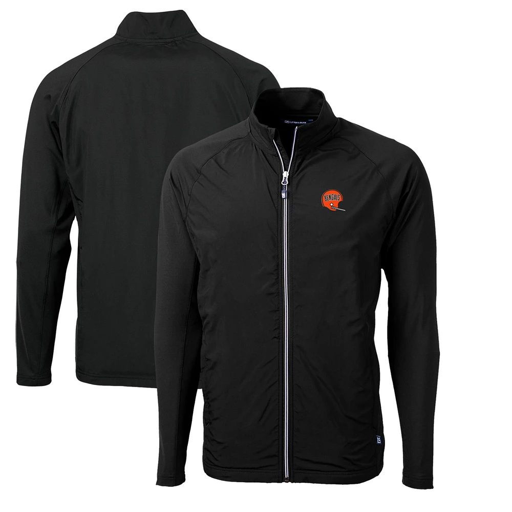 Men's Cutter & Buck Black Cincinnati Bengals Adapt Eco Knit Hybrid Recycled Big & Tall Full-Zip Throwback Jacket