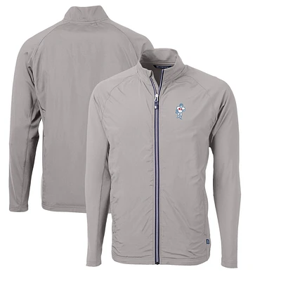 Men's Cutter & Buck Gray Houston Oilers Adapt Eco Knit Hybrid Recycled Big Tall Full-Zip Throwback Jacket