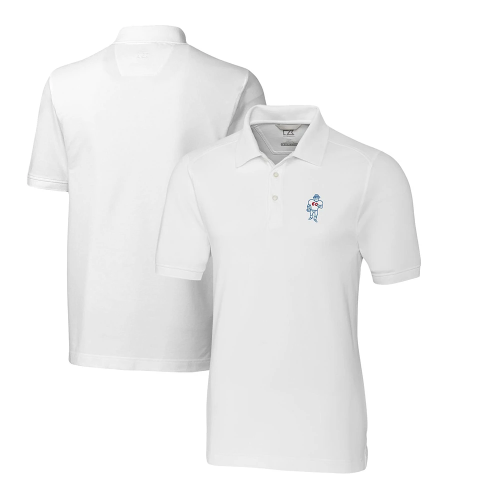 Men's Cutter & Buck White Houston Oilers Advantage Tri-Blend Pique Big Tall Throwback Polo