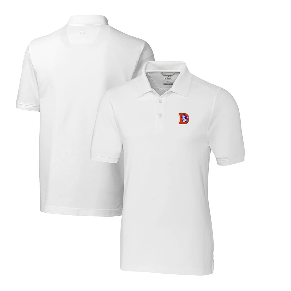 Men's Cutter & Buck White Denver Broncos Advantage Tri-Blend Pique Big & Tall Throwback Polo