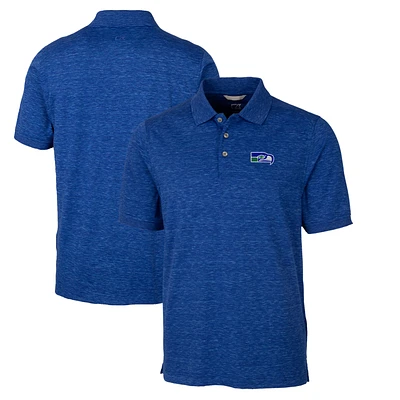 Men's Cutter & Buck Royal Seattle Seahawks Advantage Tri-Blend Space Dye Big Tall Throwback Polo