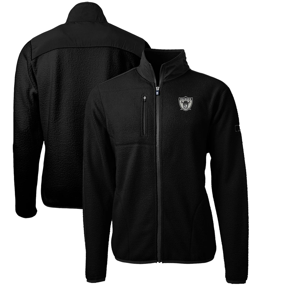 Men's Cutter & Buck Black Las Vegas Raiders Cascade Eco Sherpa Big Tall Fleece Full-Zip Throwback Jacket