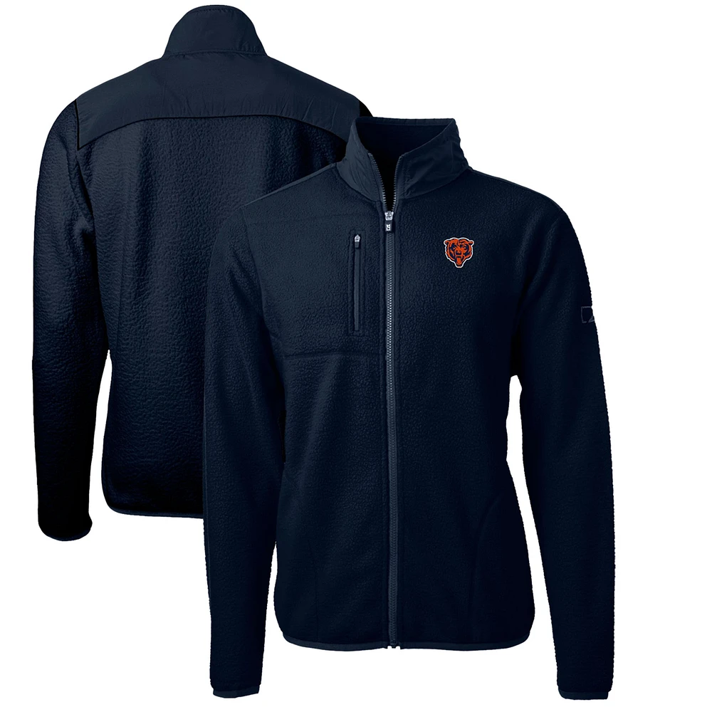 Men's Cutter & Buck Navy Chicago Bears Cascade Eco Sherpa Big Tall Fleece Full-Zip Throwback Jacket