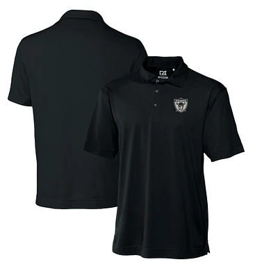 Men's Cutter & Buck Black Las Vegas Raiders Throwback Logo Big & Tall DryTec Genre Textured Solid Polo