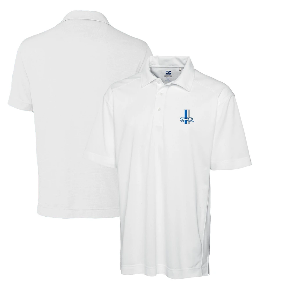 Men's Cutter & Buck White Detroit Lions Throwback Logo Big & Tall DryTec Genre Textured Solid Polo