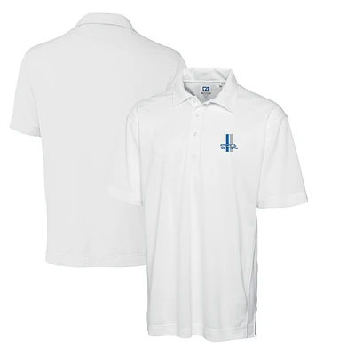 Men's Cutter & Buck White Detroit Lions Throwback Logo Big & Tall DryTec Genre Textured Solid Polo