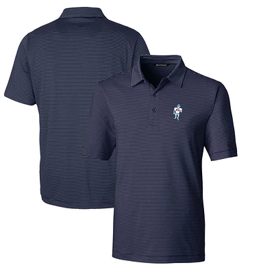 Men's Cutter & Buck Navy Houston Oilers Throwback Logo Big Tall Forge Pencil Stripe Stretch Polo