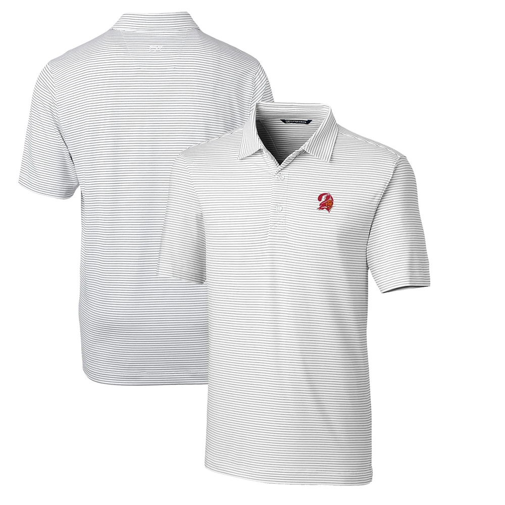 Men's Cutter & Buck White Tampa Bay Buccaneers Throwback Logo Big & Tall Forge Pencil Stripe Stretch Polo