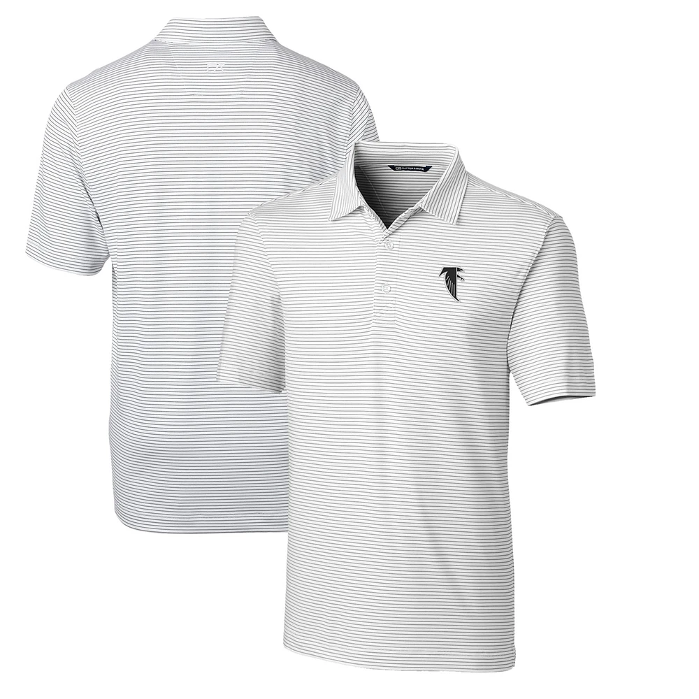 Men's Cutter & Buck White Atlanta Falcons Throwback Logo Big Tall Forge Pencil Stripe Stretch Polo