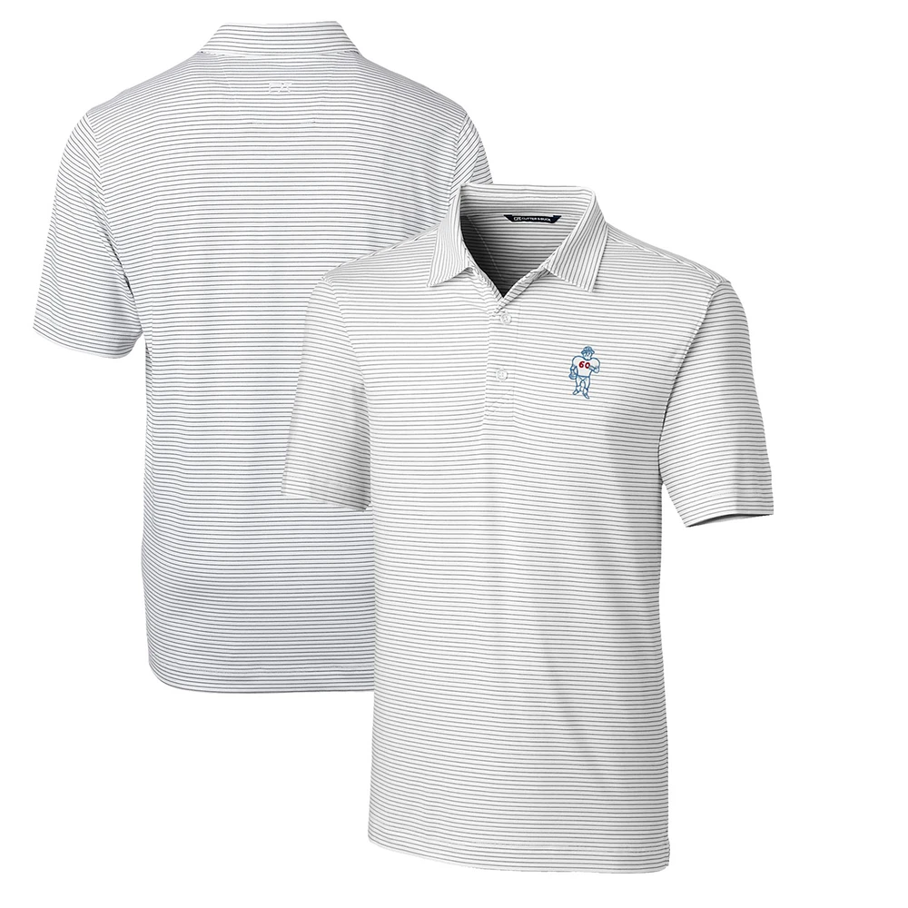 Men's Cutter & Buck White Houston Oilers Throwback Logo Big Tall Forge Pencil Stripe Stretch Polo