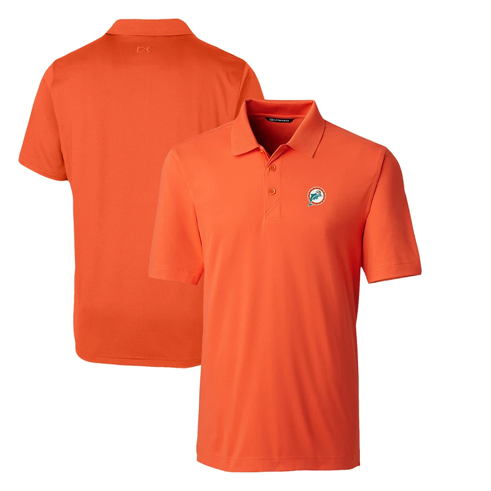Men's Cutter & Buck Orange Miami Dolphins Throwback Logo Big & Tall Forge Stretch Polo