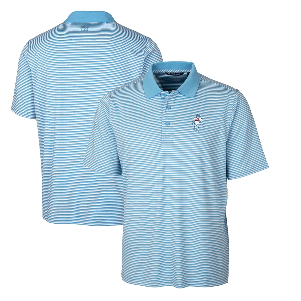 Men's Cutter & Buck Light Blue Houston Oilers Throwback Logo Big Tall Forge Tonal Stripe Stretch Polo