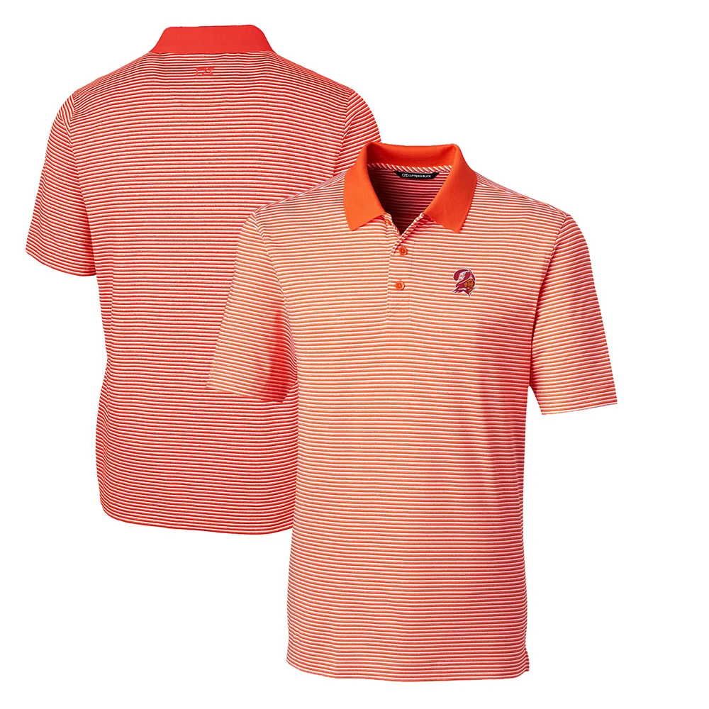 Men's Cutter & Buck Orange Tampa Bay Buccaneers Throwback Logo Big Tall Forge Tonal Stripe Stretch Polo
