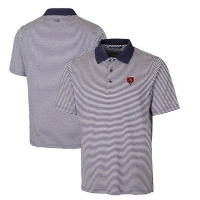 Men's Cutter & Buck Navy Chicago Bears Throwback Logo Big Tall Forge Tonal Stripe Stretch Polo