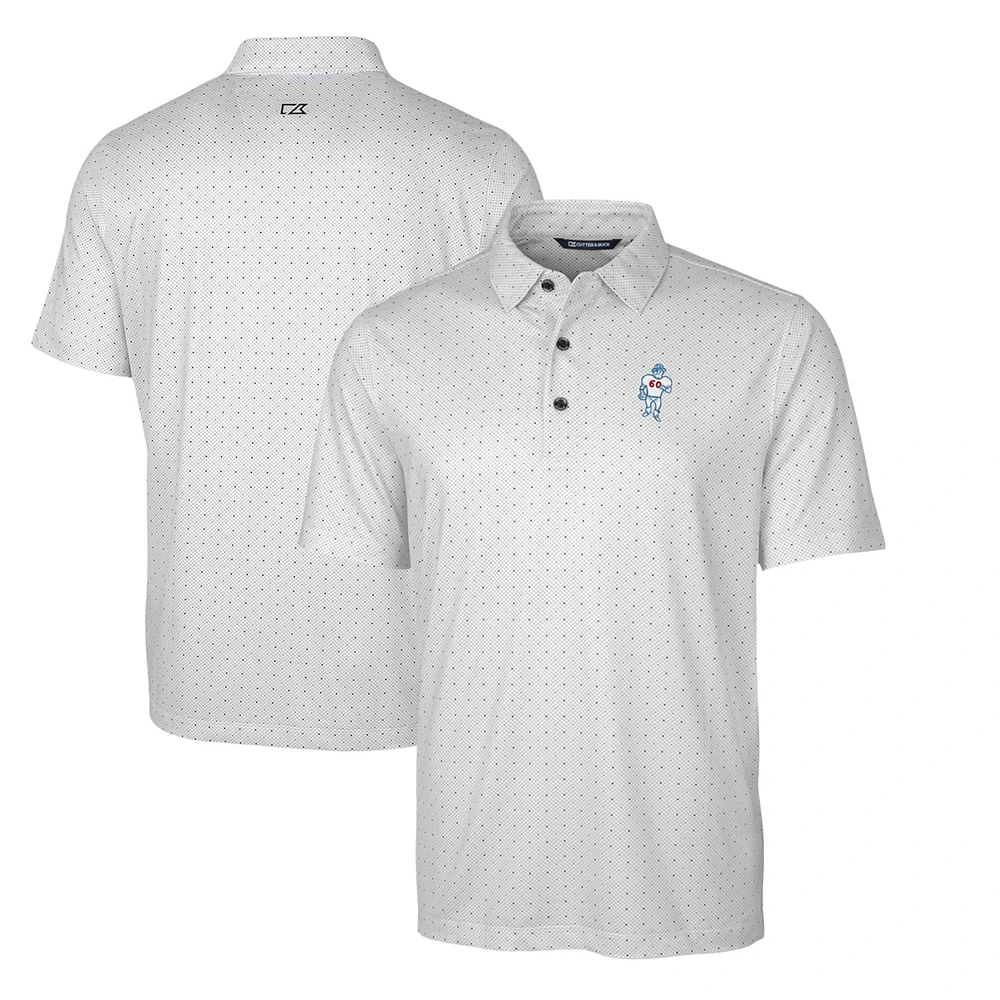 Men's Cutter & Buck Charcoal Houston Oilers Throwback Logo Big Tall Pike Double Dot Print Stretch Polo