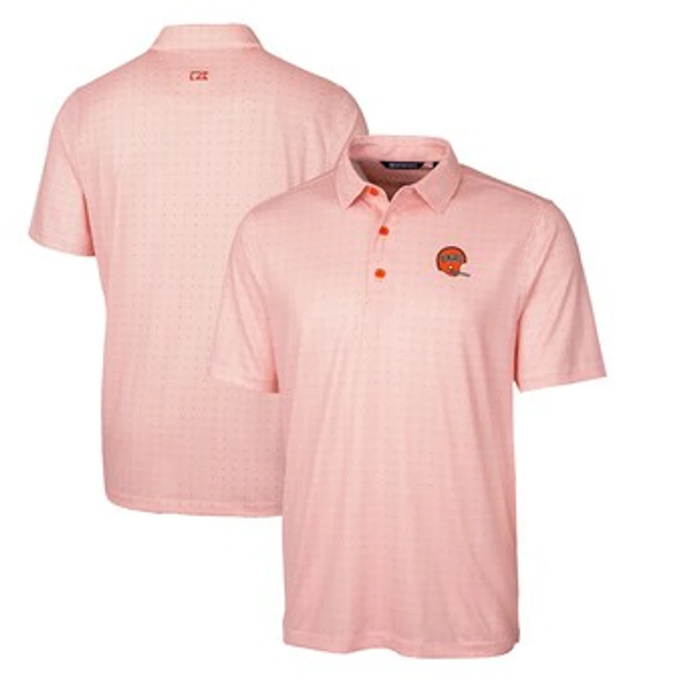 Men's Cutter & Buck Orange Cincinnati Bengals Throwback Logo Big & Tall Pike Double Dot Print Stretch Polo