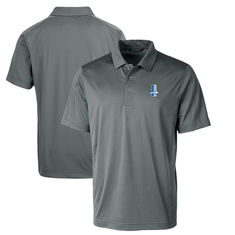 Men's Cutter & Buck Steel Detroit Lions Throwback Logo Big Tall Prospect Textured Stretch Polo