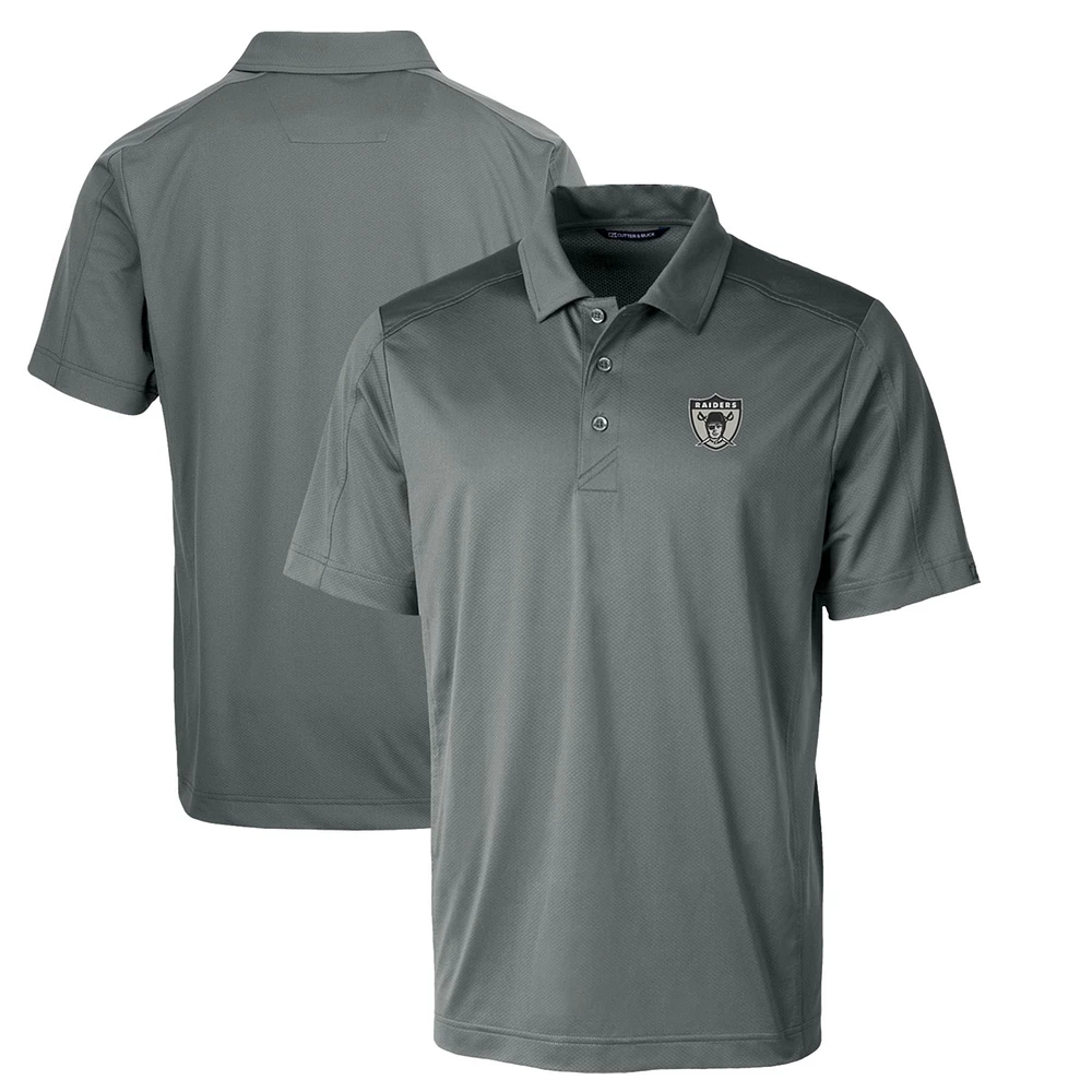 Men's Cutter & Buck Steel Las Vegas Raiders Throwback Logo Big Tall Prospect Textured Stretch Polo