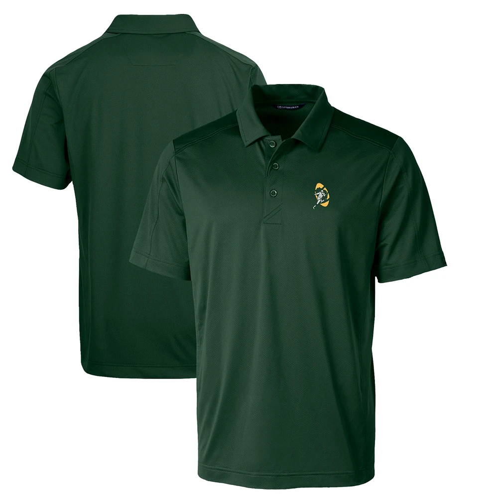 Men's Cutter & Buck Green Bay Packers Throwback Logo Big Tall Prospect Textured Stretch Polo