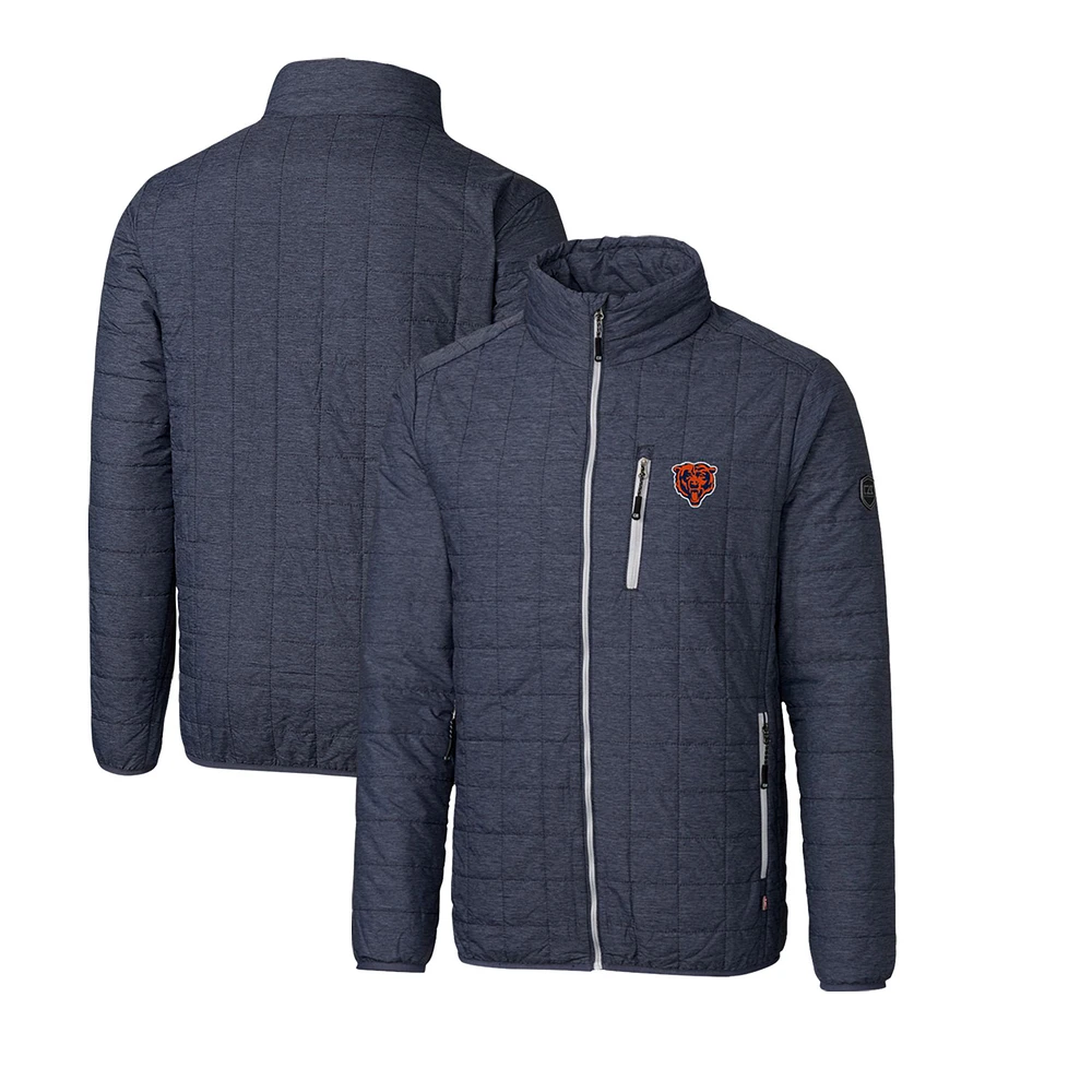 Men's Cutter & Buck Heather Navy Chicago Bears Throwback Logo Big Tall Rainier Eco Insulated Full-Zip Puffer Jacket