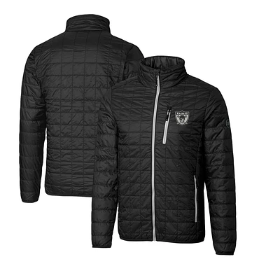 Men's Cutter & Buck Black Las Vegas Raiders Throwback Logo Big Tall Rainier Eco Insulated Full-Zip Puffer Jacket