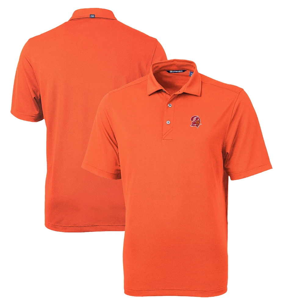 Men's Cutter & Buck Orange Tampa Bay Buccaneers Throwback Logo Virtue Eco Pique Recycled Big Tall Polo