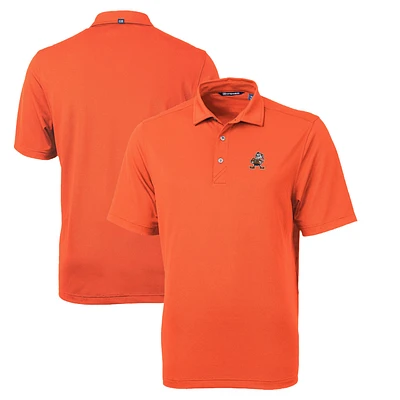 Men's Cutter & Buck Orange Cleveland Browns Throwback Logo Virtue Eco Pique Recycled Big Tall Polo