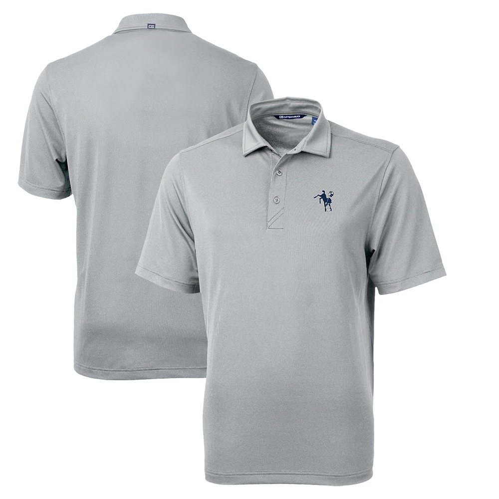 Men's Cutter & Buck Gray Indianapolis Colts Throwback Logo Virtue Eco Pique Recycled Big & Tall Polo