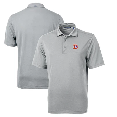 Men's Cutter & Buck Gray Denver Broncos Throwback Logo Virtue Eco Pique Recycled Big Tall Polo
