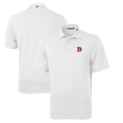 Men's Cutter & Buck White Denver Broncos Throwback Logo Virtue Eco Pique Recycled Big Tall Polo