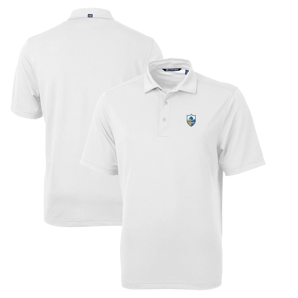 Men's Cutter & Buck White Los Angeles Chargers Throwback Logo Virtue Eco Pique Recycled Big & Tall Polo