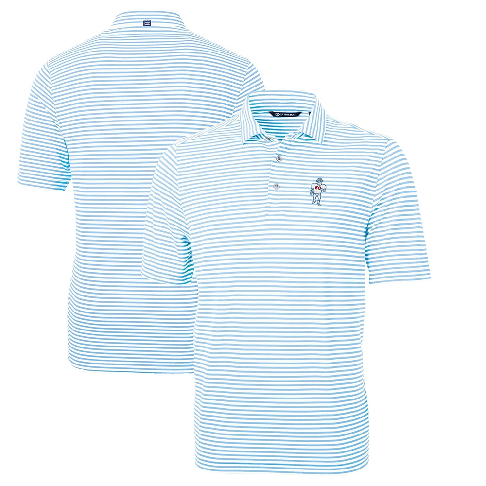 Men's Cutter & Buck Light Blue Houston Oilers Throwback Logo Virtue Eco Pique Stripe Recycled Big Tall Polo