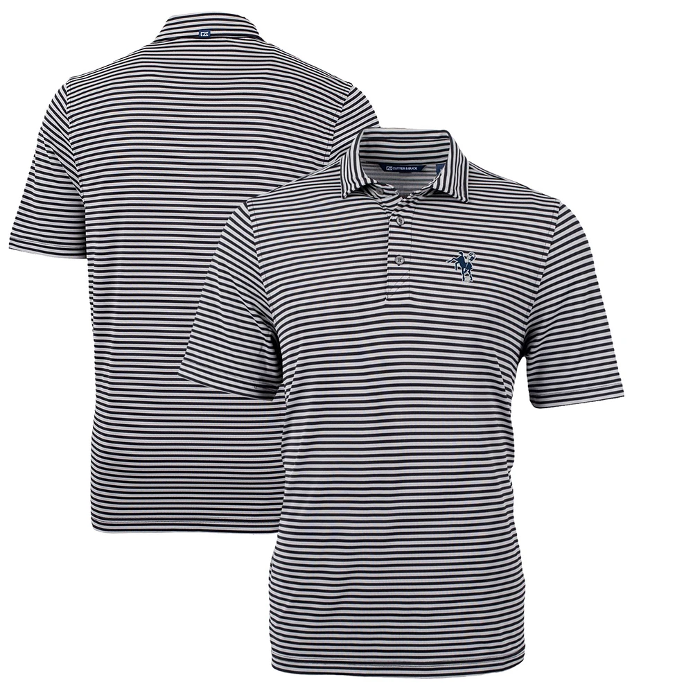 Men's Cutter & Buck Black Indianapolis Colts Throwback Logo Virtue Eco Pique Stripe Recycled Big & Tall Polo