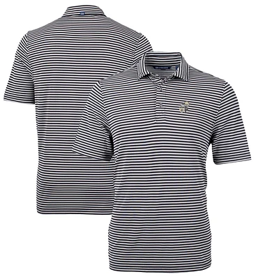 Men's Cutter & Buck Black New Orleans Saints Throwback Logo Virtue Eco Pique Stripe Recycled Big Tall Polo