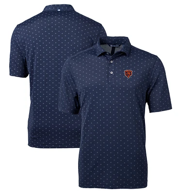 Men's Cutter & Buck Navy Chicago Bears Throwback Logo Virtue Eco Pique Tile Recycled Big Tall Polo