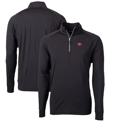 Men's Cutter & Buck Black San Francisco 49ers Adapt Eco Knit Stretch Recycled Big Tall Quarter-Zip Throwback Pullover Top